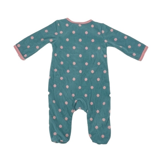 NWT Carter's Baby Teal Pink Polka Dot Fox Snug Fit Footed Pajamas Size 3M - Picture 3 of 5